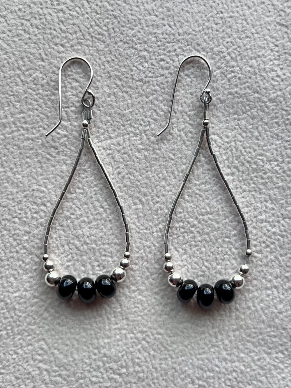 E105 | 'Liquid Silver' & Black Onyx Dangle Earrings